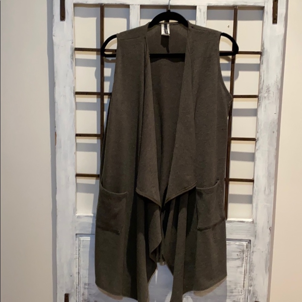 Long soft green tunic sweater made in the USA!
